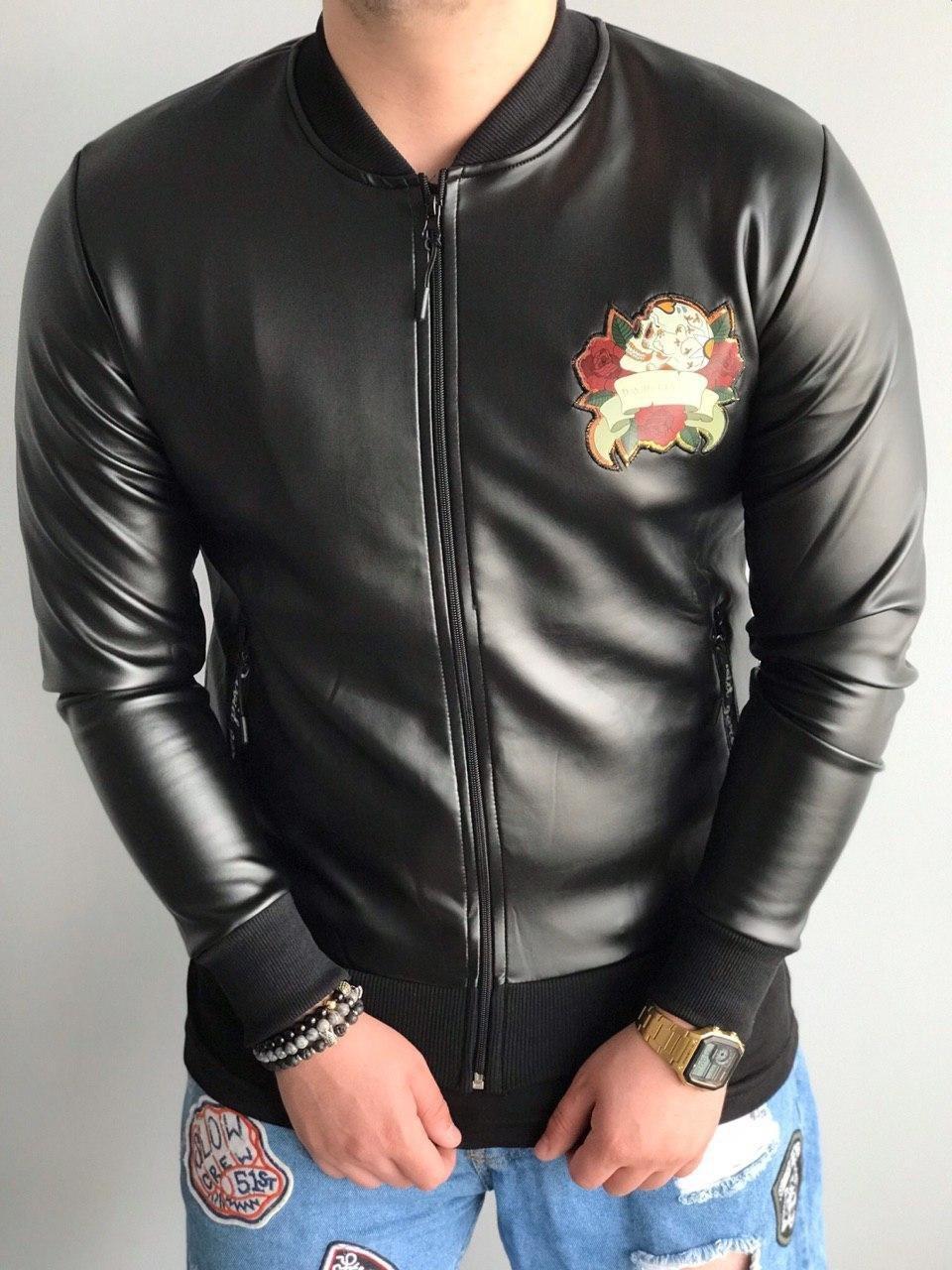 Чоловічий шкіряний бомбер David Gerenzo M099 чорний