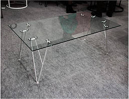 Стол журнальный С-185 стеклянная столешница, ноги крашенный белый металл 120х60х45 H