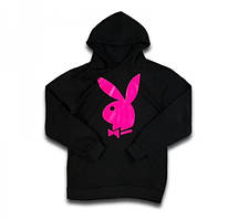 Чорна толстовка playboy pink logo | худі топ