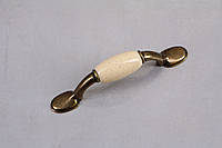 Ручка мебельная Falso Stile РК-330 старое золото с керамикой цвета слоновой кости