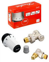 Комплект радіаторних терморегуляторів Danfoss 1/2" кутовий, RA-FN+RAS-C+RLV-S. Арт. 013G5253, фото 1