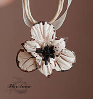 Кулон квітка з полімерної глини ручної роботи "Шоколадний гладіолус"