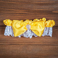 Свадебная подвязка с желтым бантом (арт. G-109)