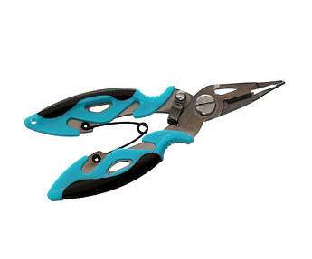 Риболовні плоскогубці-ножиці Flagman Titanium Fishing Pliers 11 см, титанове покриття, антиковзні ручки