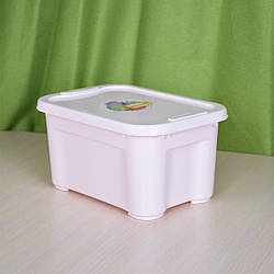 Ящик для зберігання речей і дитячих іграшок рожевий. Об'єм контейнера 5 л із кришкою.