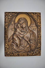 Ікона дерев'яна (Діва Марія з Ісусом немовлям), розмір 250х300, доставка по Україні