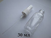 30 - 32 мл Овал ПЭТ бутылка, флакон пластиковый, пластмассовый, прозрачный в комплекте с распылителем 18/410