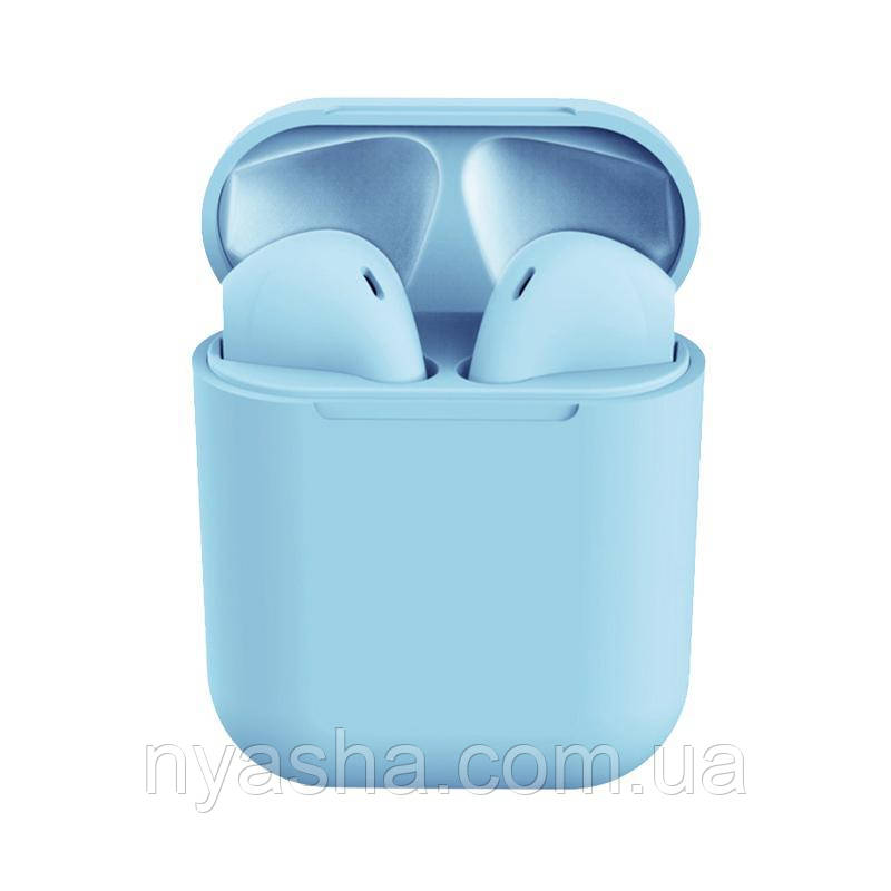 Навушники бездротові аїрбус блакитні i12 TWS AirPod 5.0 Bluetooth