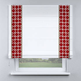 Римська фото штора біла з кантом червоним. Безкоштовна доставка.