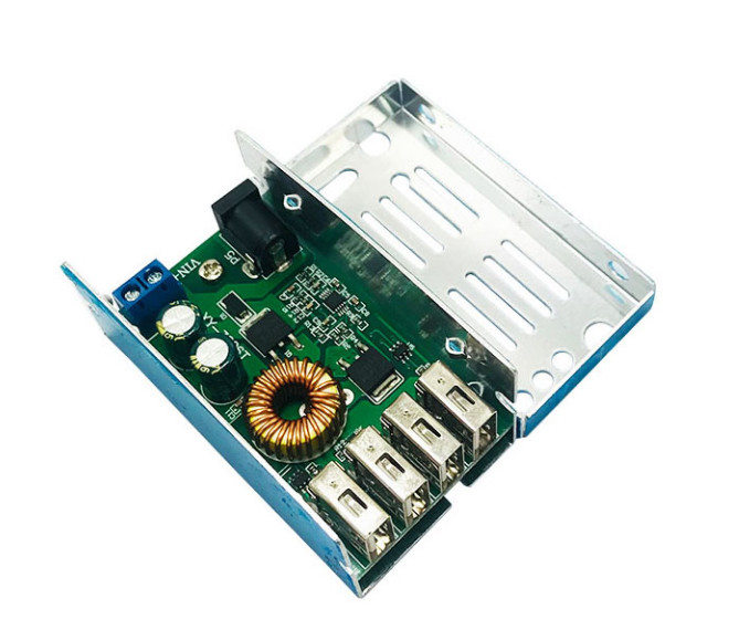 DC-DC Перетворювач знижувальний,модуль заряджання 9-32V/4*USB 5.3V 5A, фото 1