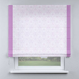 Римська фото штора біла абстракція з кантом ліловим. Безкоштовна доставка.