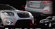 Хром накладки на галогенки Hyundai Santa Fe 2009-2012 (Autoclover/Корея/B663)