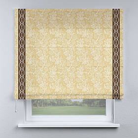 Римська фото штора бежева гілочки з кантом коричневим. Безкоштовна доставка.