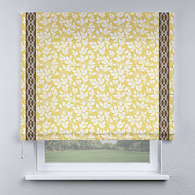 Римська фото штора бежева листочки з кантом коричневим. Безкоштовна доставка.