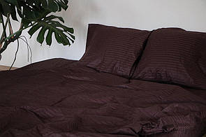 Двоспальне постільна білизна страйп-сатин Luxury коричневе