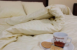 Двоспальне постільна білизна страйп-сатин Luxury айворі