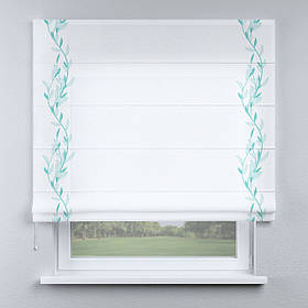 Римська фото штора біла з кантом бірюзовим. Безкоштовна доставка.