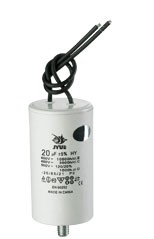 CBB60L 10 mkf  450 VAC (±5%) конденсатор для пуску і роботи. Кріплення болт + дроти (35*65 mm)
