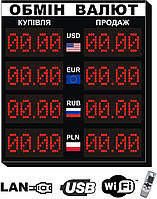 Електронне табло обмін валют 80х90см На 4 валюти