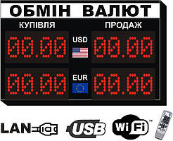 Електронне табло обмін валют 80х50см На 2 валюти