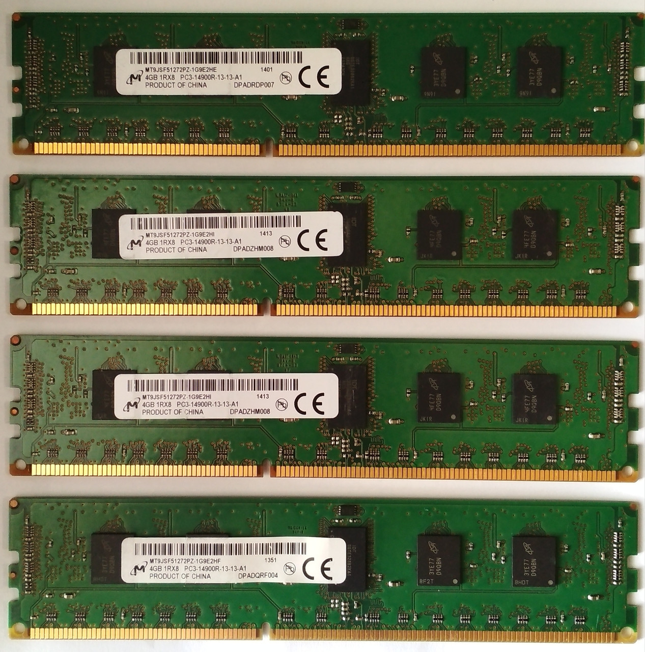 16Gb 4*4gb DDR3 1866 PC3 14900R 1Rx8 Micron RAM Серверна пам'ять