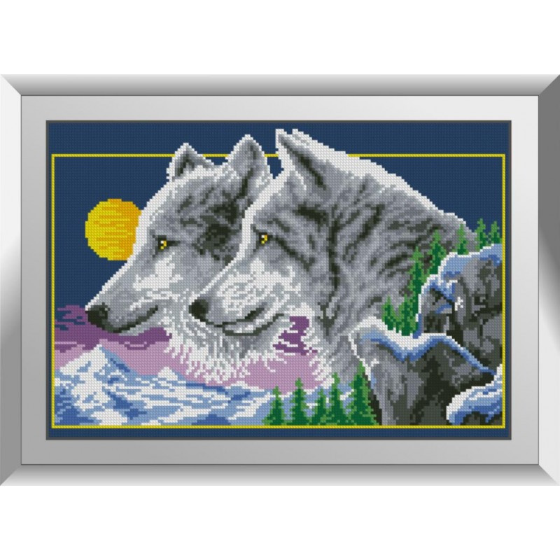 Алмазна мозаїка Вовки в ночі Dream Art 31346 (28 x 41 см), фото 1