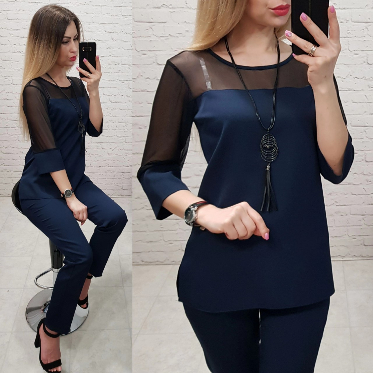 Жіночий костюм арт. 153, темно-синій