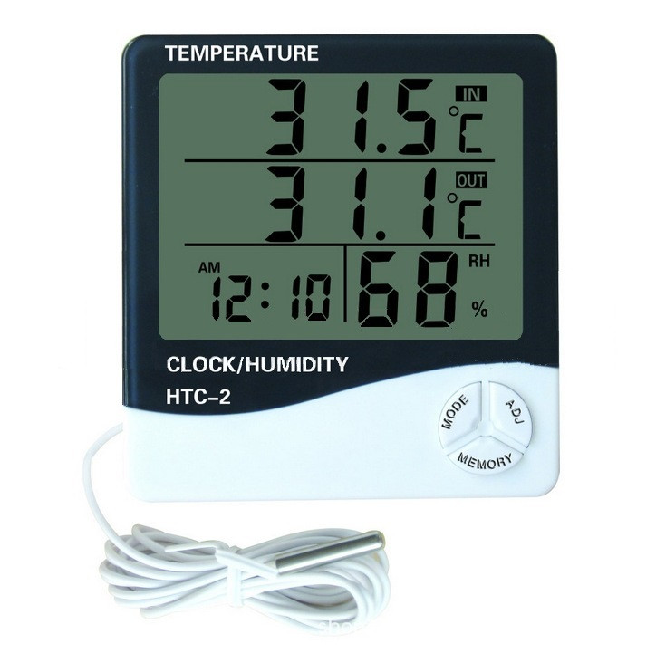 Термометр багатофункціональний Sinometer HTC-2, гігрометр, годинник, будильник, календар, зовнішній датчик.