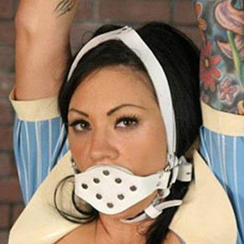 Білий кляп для рота з металевими паєтками   | Puls69