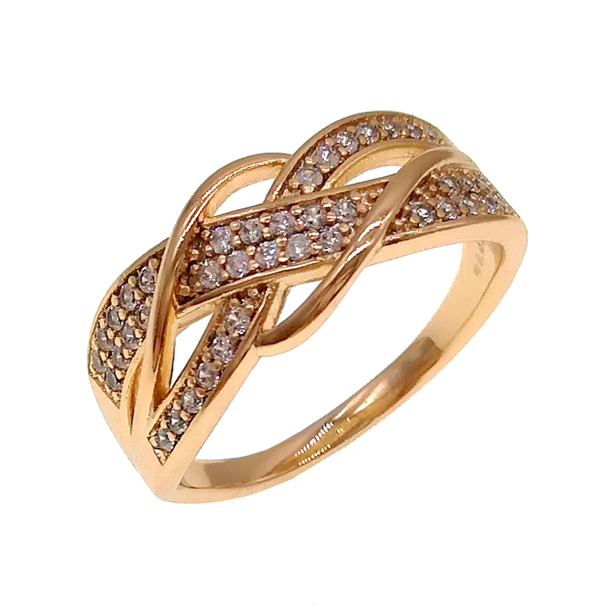 Кільце Xuping з медичного золота, білі фіаніти, позолота 18K, 11879 (18)