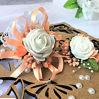 Шик! Оригінальний набір Бутоньєрок на Весілля, Персиковий №2