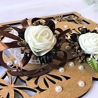 🔥 Розпродаж! Комплект весільних Бутоньєрок для Свідків, Коричневий №2