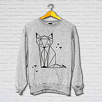 Жіночий світшот з оригінальним принтом Push IT "Лисиця" XS, Сірий
