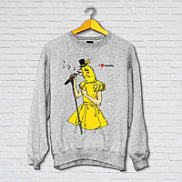 Жіночий світшот з оригінальним принтом Push IT "Дівчина-соловей" XS, Сірий