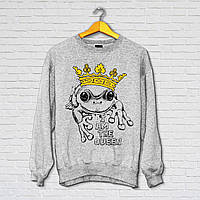 Жіночий світшот з оригінальним принтом Push IT Жаба "I am the Queen" XS, Сірий
