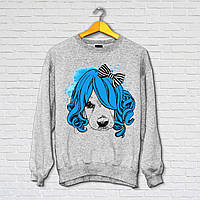 Жіночий світшот з оригінальним принтом Push IT Собачка-Мальвіна XS, Сірий