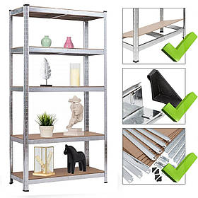 Стелаж з полицями 1800х900х300мм, 150кг, 5 полиць з ДСП/МДФ оцинкований для будинку, гаража, складу