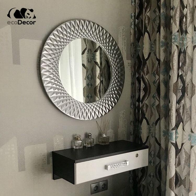 Круглое настенное зеркало в прихожую серебряное Luanda K1 - фото 1 - id-p617760233