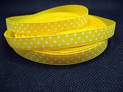Стрічка репсова, білі цятки на жовтому тлі, 10 мм
