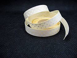 Стрічка репсова, білі цятки на бежевому тлі, 10 мм