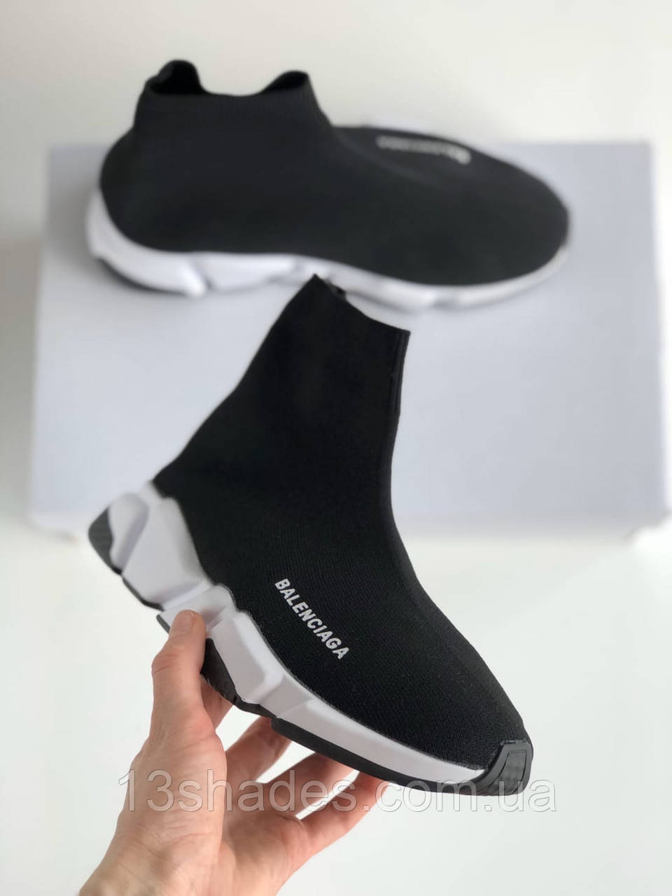 Кросівки жіночі Balenciaga Speed Trainer Black White, підошва біла з чорним Київ