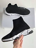 Кросівки жіночі Balenciaga Speed Trainer Black White, підошва біла з чорним Київ, фото 4