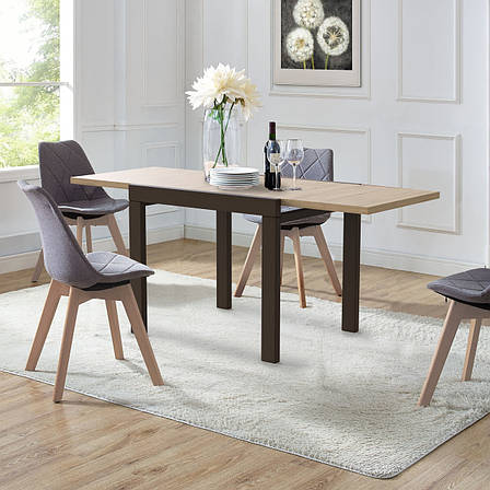 Стіл- слайдер обідній КОРС Neman, колір дуб сонома стільниця + венге ноги, фото 1