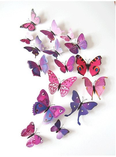 Набір метеликів із магнітом 12 шт (фіолетові тони)