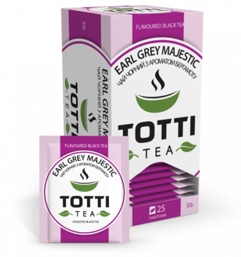 Чай чорний TOTTI Tea «Ерл Грей Маджестік», пакетований, 25 шт по 2 р.
