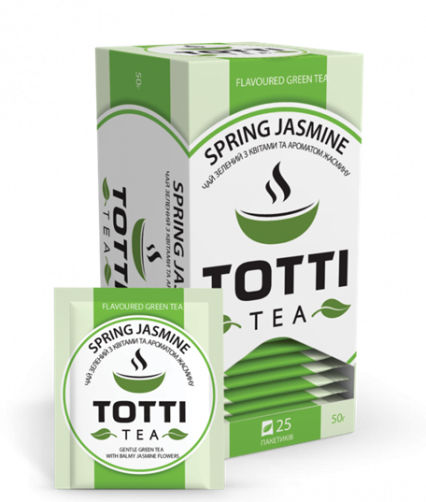 Чай зелений TOTTI Tea «Весняний жасмин», пакетований, 25 шт по 2 р.