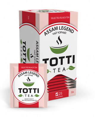 Чай чорний TOTTI Tea «Легендарний Ассам», пакетований, 25 шт по 2 р.