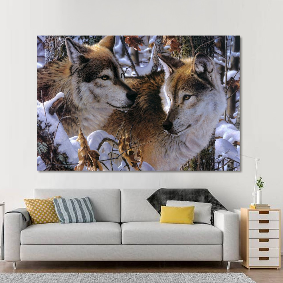 Модульна картина IDEAPRINT "Вовки в лісі", фото 1