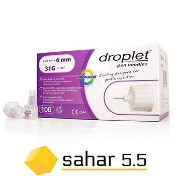 Голки інсулінові Droplet 6 мм 31G - Дроплет