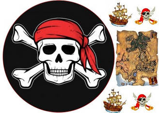 Вафельна картинка для кондитерських виробів Піратська (листок А4) 8